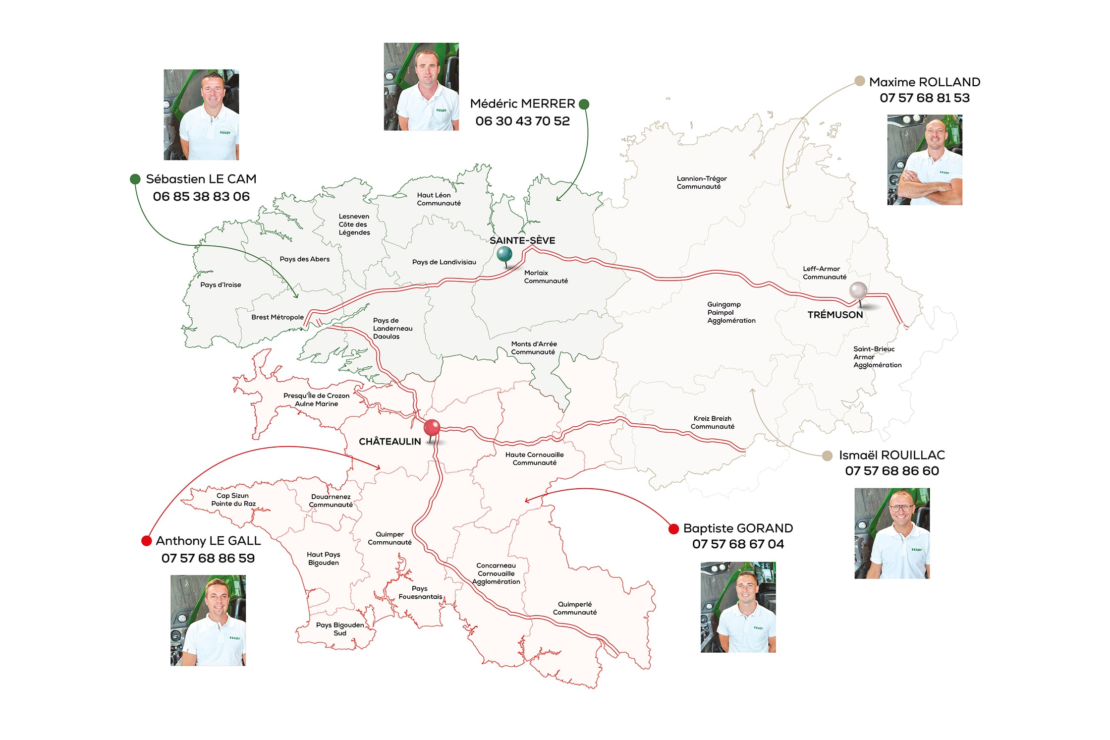 Carte zone d'activité chez Servipro, concessionnaire matériel agricole Bretagne